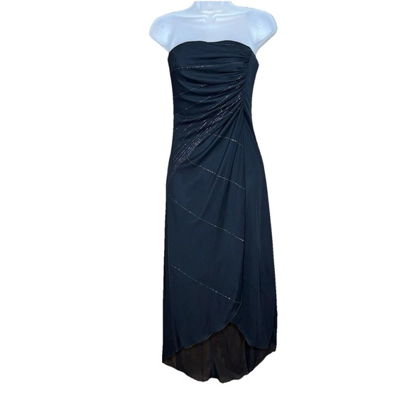 Byer Too! Dresses & Skirts - Vintage Y2K Byer Too Dress Women S‎ Black Strapless Rhinestone Ruched High Low